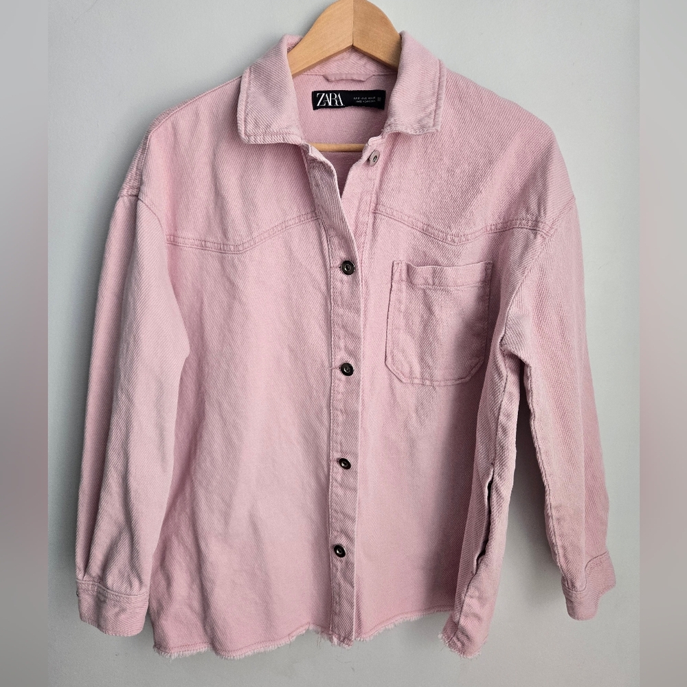 ZARA Light Pink Cotton Denim Style Oversized Jacket